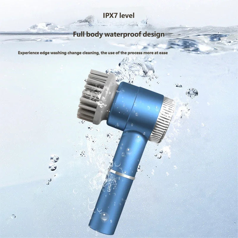 Electric Spin Scrubber with 5 Replaceable Brush Head, Three-Speed Adjustable Handheld Rechargeable Shower Scrubber