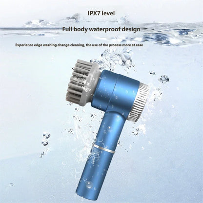 Electric Spin Scrubber with 5 Replaceable Brush Head, Three-Speed Adjustable Handheld Rechargeable Shower Scrubber