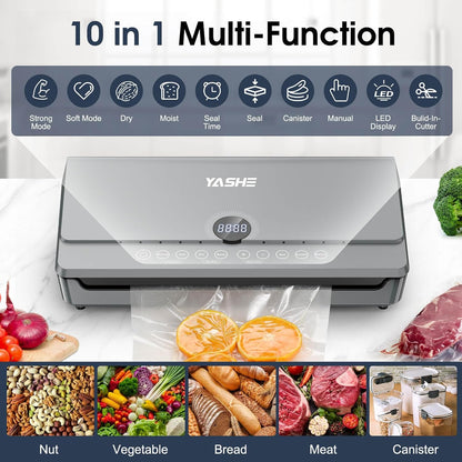 Effortless Food Preservation with the 80KPA Vacuum Sealer Machine - One-Touch Operation, Double Heat Seal, Built-In Cutter & Versatile Modes