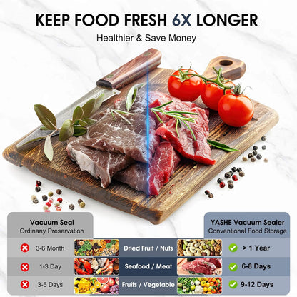 Effortless Food Preservation with the 80KPA Vacuum Sealer Machine - One-Touch Operation, Double Heat Seal, Built-In Cutter & Versatile Modes